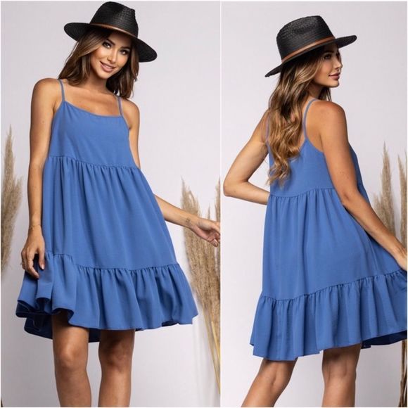 🆕 Blue Midi Dress / Spring & Summer - Picture 2 of 3